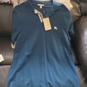Burberry men's xl Teal Blue polo NWT